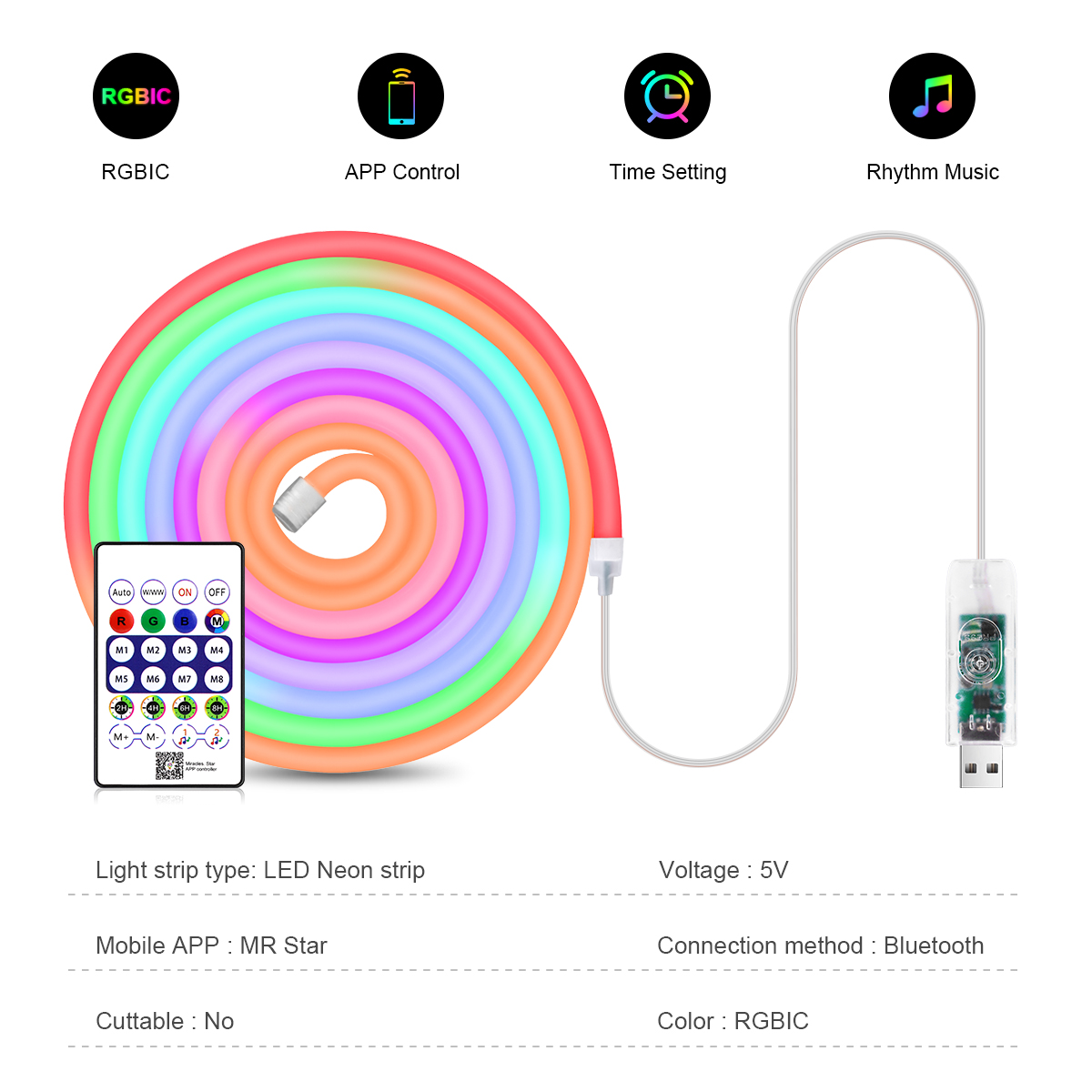 스마트 블루투스 다채로운 RGB LED 스트립 네온 조 - Rgb Desk Lamp Smart 리뷰 및 가격